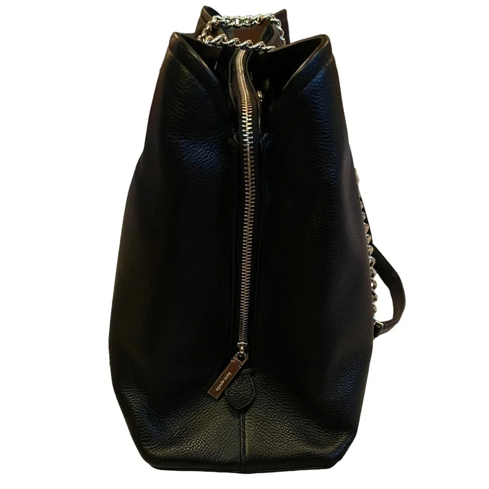 Kate Spade New York Large‎ Black Pebbled Leather Jordyn Gold Chain Handle Tote
